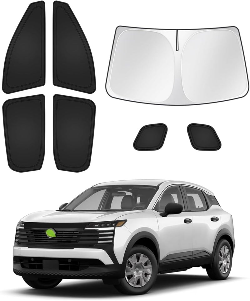 Canvcle Sunshades for 2025 2026 Nissan Kicks Accessories Windshield Sun Shade Side Rear Window Shade Cover Sun Visor Shield Privacy Protection for Camping Keep Vehicle Cool Black 7PCS - Image 1